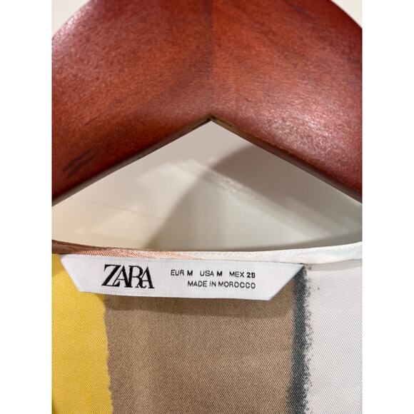 ZARA Striped Double Breasted Wrap Blouse Size Medium - Picture 4 of 7